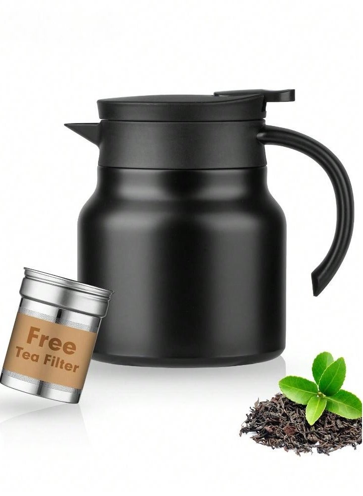 Hayat Comfort Vacuum Insulated Stainless Steel Coffee & Tea Caraf, Coffee Server, 800MLThermal Coffee Carafewith Removable Tea Strainer, Stainless Steel Insulated Vacuum Coffee Carafes For Keeping Hot - Matte Black  - Image 1