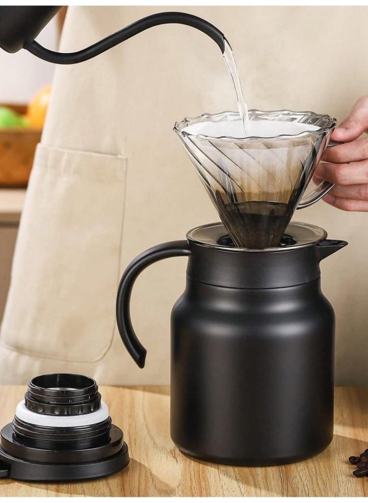 Hayat Comfort Vacuum Insulated Stainless Steel Coffee & Tea Caraf, Coffee Server, 800MLThermal Coffee Carafewith Removable Tea Strainer, Stainless Steel Insulated Vacuum Coffee Carafes For Keeping Hot - Matte Black  - Image 3
