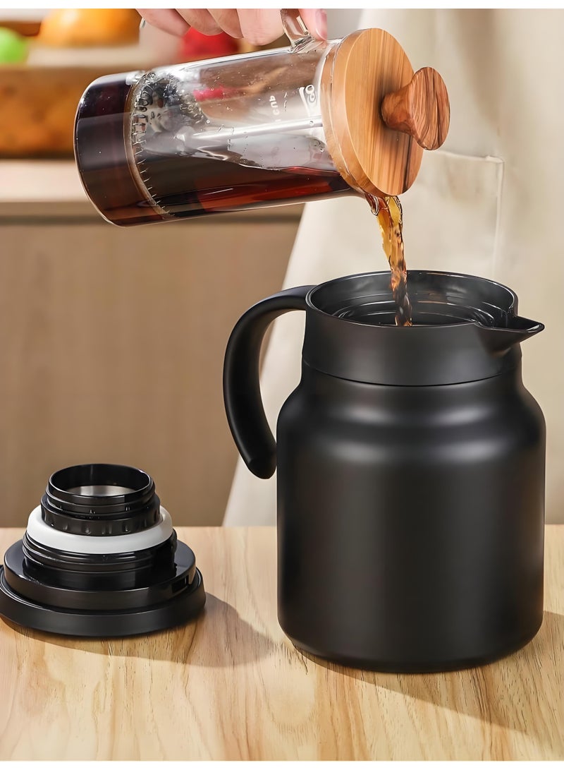 Hayat Comfort Vacuum Insulated Stainless Steel Coffee & Tea Caraf, Coffee Server, 800MLThermal Coffee Carafewith Removable Tea Strainer, Stainless Steel Insulated Vacuum Coffee Carafes For Keeping Hot - Matte Black  - Image 4