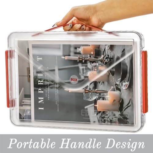 Mezchi Set of 3 Portable Paper Storage Box Organizer, 9" X 13" Clear Plastic File Storage Box with Lids, Stackable Document Box Project Case for Organizing A4 File Paper, School Supply, Craft - Image 4