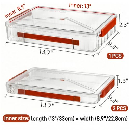 Mezchi Set of 3 Portable Paper Storage Box Organizer, 9" X 13" Clear Plastic File Storage Box with Lids, Stackable Document Box Project Case for Organizing A4 File Paper, School Supply, Craft - Image 2