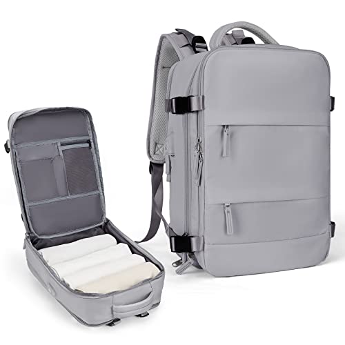 coowoz Travel Backpack For Women Men,Carry On Backpack,Hiking Backpack Waterproof Outdoor Sports Rucksack Casual Daypack Travel Essentials(Grey) - Image 1