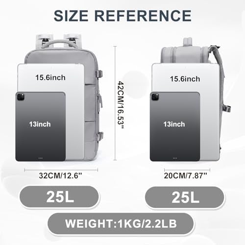 coowoz Travel Backpack For Women Men,Carry On Backpack,Hiking Backpack Waterproof Outdoor Sports Rucksack Casual Daypack Travel Essentials(Grey) - Image 2