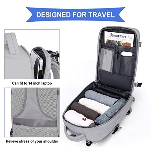 coowoz Travel Backpack For Women Men,Carry On Backpack,Hiking Backpack Waterproof Outdoor Sports Rucksack Casual Daypack Travel Essentials(Grey) - Image 5