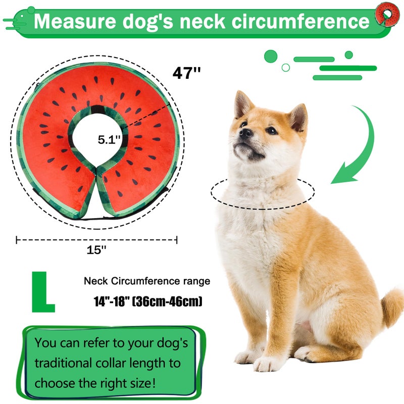 Cneo Recovery Donut Collar for Dogs & Cat,Inflatable Dog Collar Alternative After Surgery,Soft Cone for Large Medium Small Pet(Watermelon,Large) - Image 5