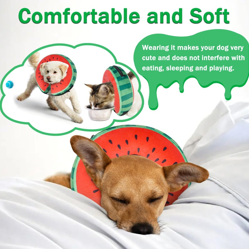 Cneo Recovery Donut Collar for Dogs & Cat,Inflatable Dog Collar Alternative After Surgery,Soft Cone for Large Medium Small Pet(Watermelon,Large) - Image 3
