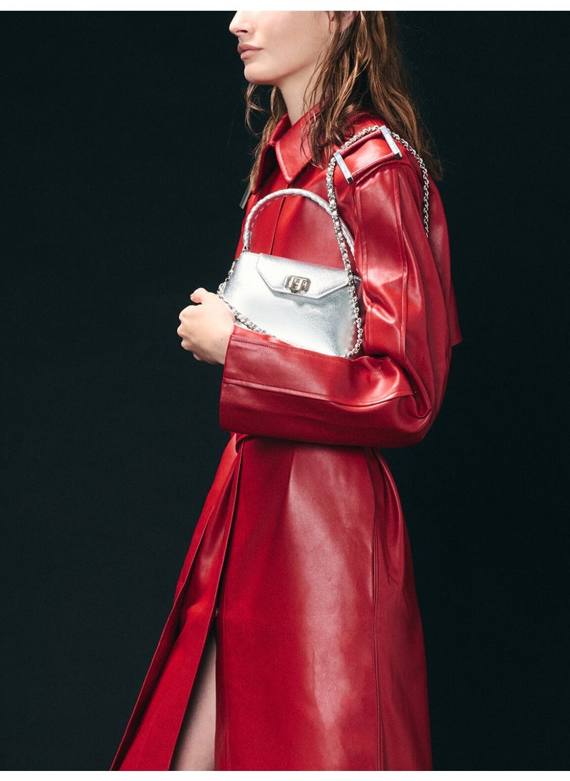 Charles & Keith CHARLES & KEITH Arwen Croc-Effect Braided-Strap Top Handle Bag & Crossbody Bag for Women - Silver  - Image 2