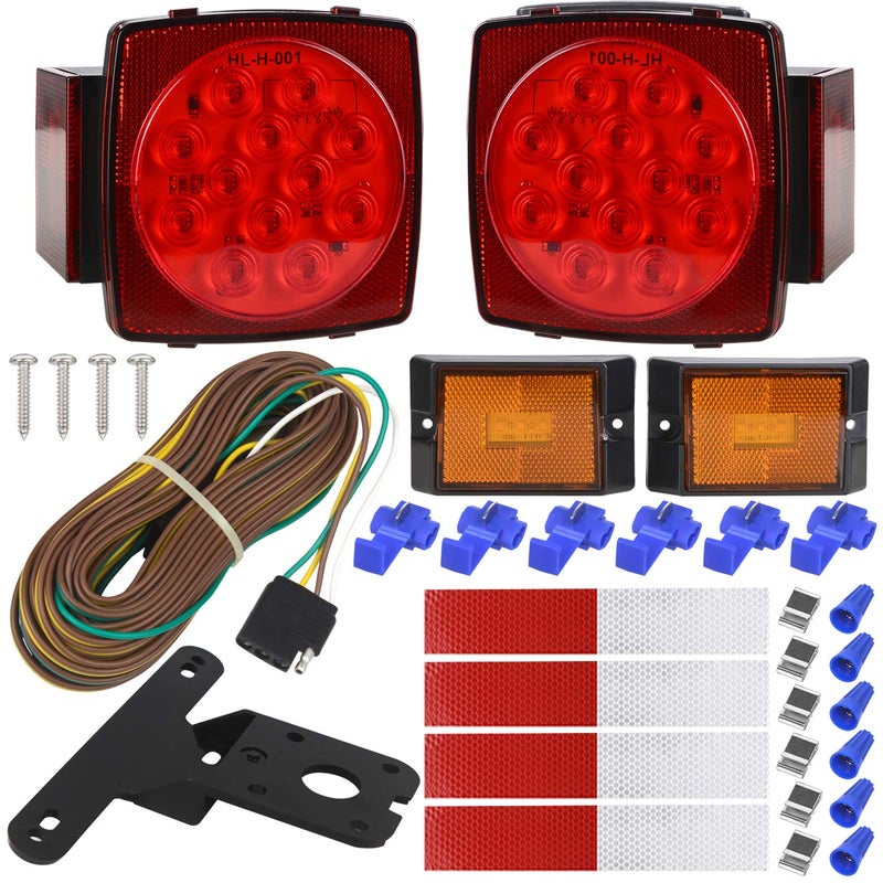 LINKITOM Submersible LED Trailer Light Kit Super Bright Brake Stop Turn Tail License Lights for Camper Truck RV Boat Snowmobile Under 80 Inch IP68 DOT Compliant