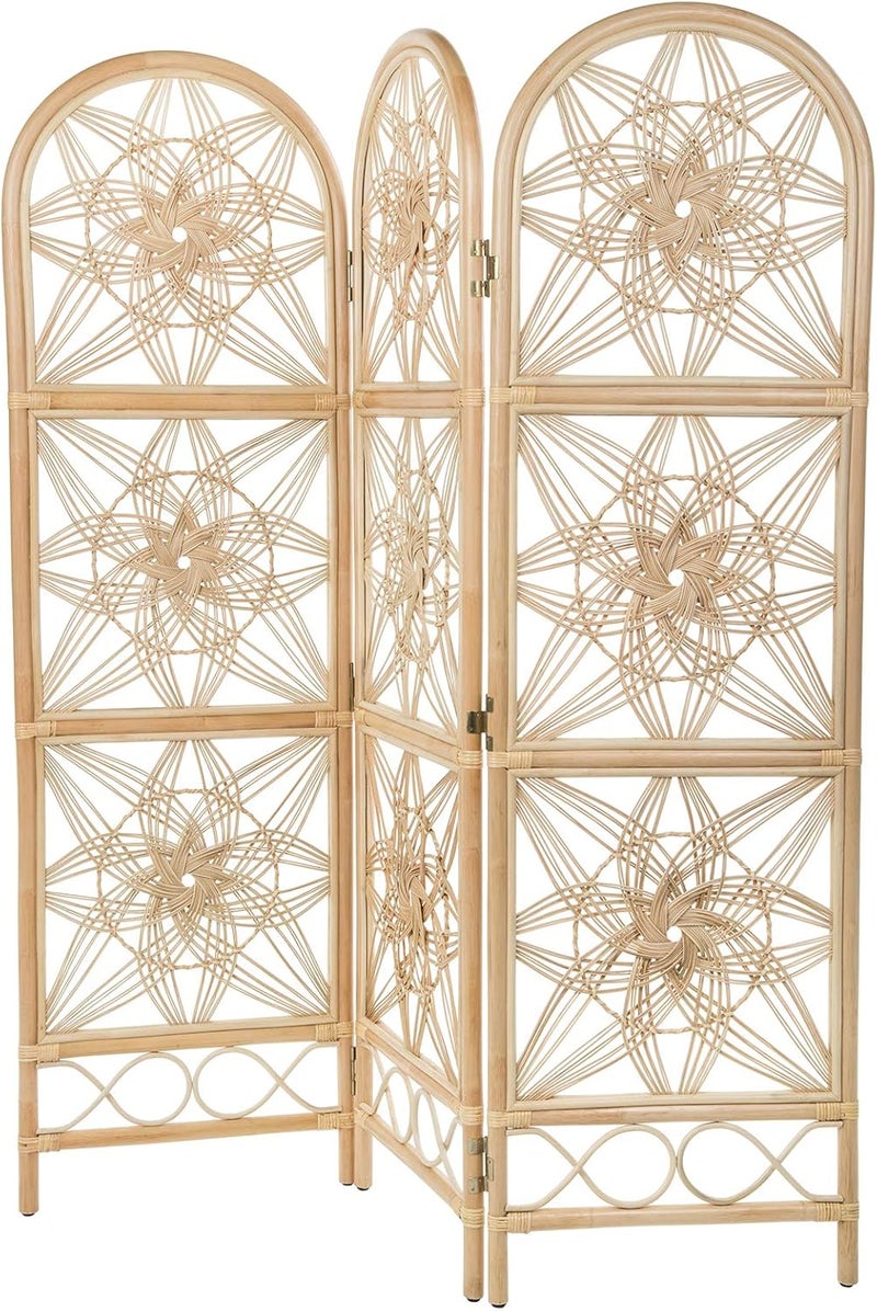 Kouboo Kouboo Sunflower Rattan 62 Inches Total Width 3 Panel Room Divider Light Brown  - Image 3