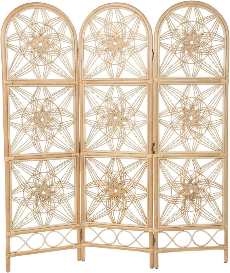 Kouboo Kouboo Sunflower Rattan 62 Inches Total Width 3 Panel Room Divider Light Brown  - Image 1