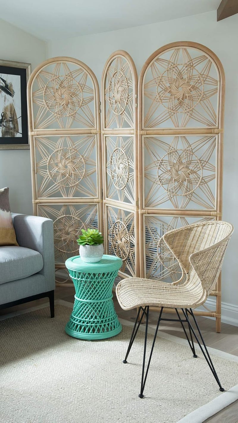 Kouboo Kouboo Sunflower Rattan 62 Inches Total Width 3 Panel Room Divider Light Brown  - Image 2