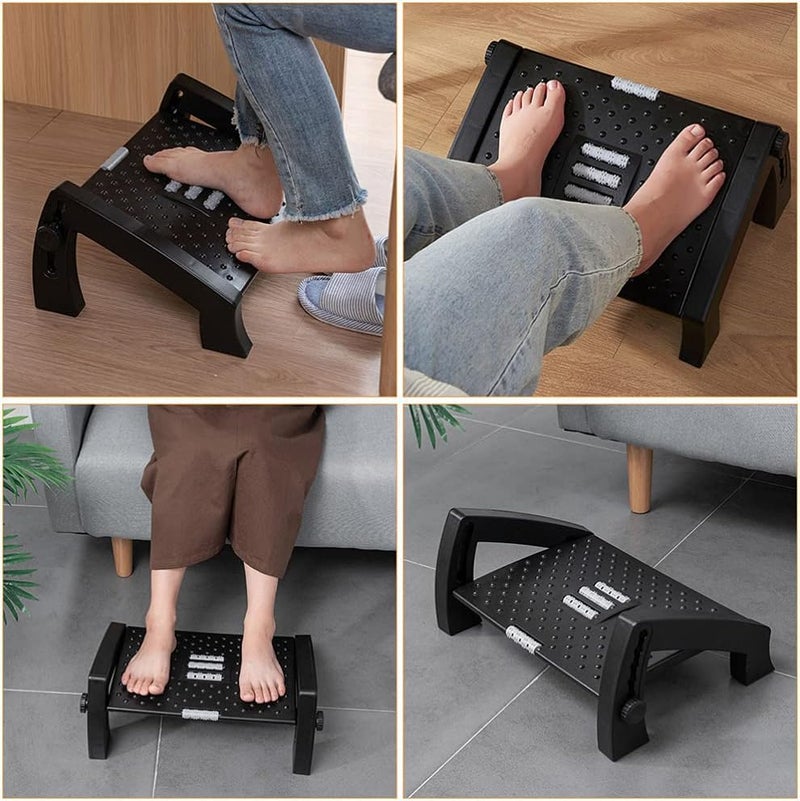 VIRZA TRADE 6Height Adjustable Under Desk Footrest with Massage Roller Heating Mat Ergonomic Foot Support for Home Office  - Image 4