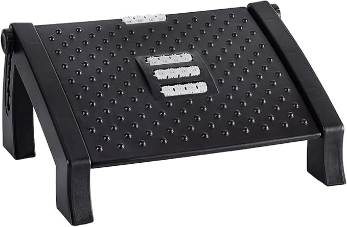 VIRZA TRADE 6Height Adjustable Under Desk Footrest with Massage Roller Heating Mat Ergonomic Foot Support for Home Office  - Image 1
