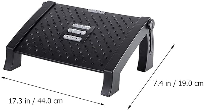 VIRZA TRADE 6Height Adjustable Under Desk Footrest with Massage Roller Heating Mat Ergonomic Foot Support for Home Office  - Image 5
