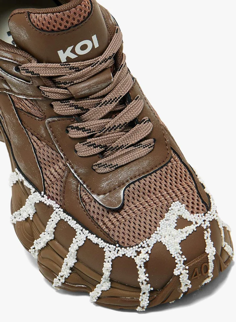 KOI Brown Forest Lines Mega Chunky Trainers- Brown for Women | Best Price UAE