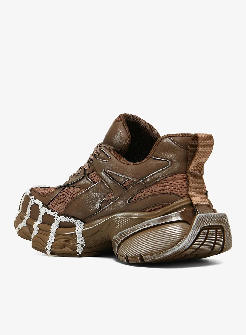 كوي Forest Lines Mega Chunky Trainers- Brown