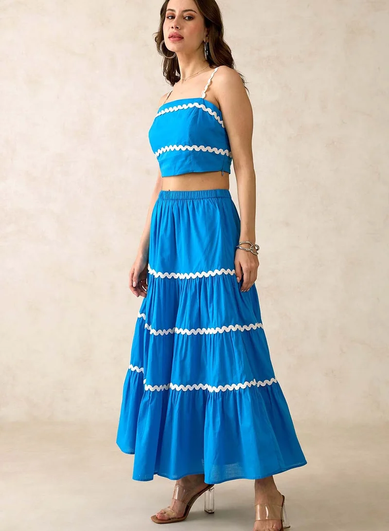 فيرجيو فيرجيو كروب توب قطن أزرق