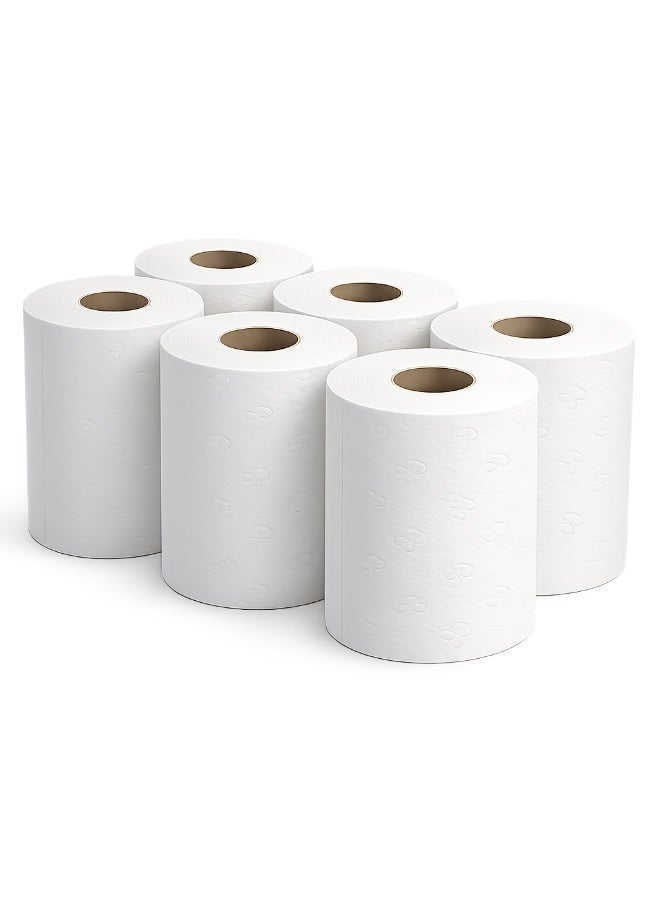 مناديل مطبخ ماكسي رول عبوة 6 لفات، 550 جرام لكل لفة، طبقتين منقوشة، امتصاص عالي وقوة تحمل - Image 1