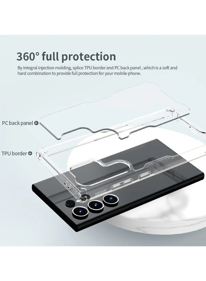 TLAXCA 5 in 1 for Samsung Galaxy S24 Ultra Case Clear PC+TPU 6.8 Inch + 2 Pack S24 Ultra Soft Screen Protector Film + 2 Pack Camera Lens Protector, Slim Thin Shockproof Phone Cover 6.8 Inch - Image 3
