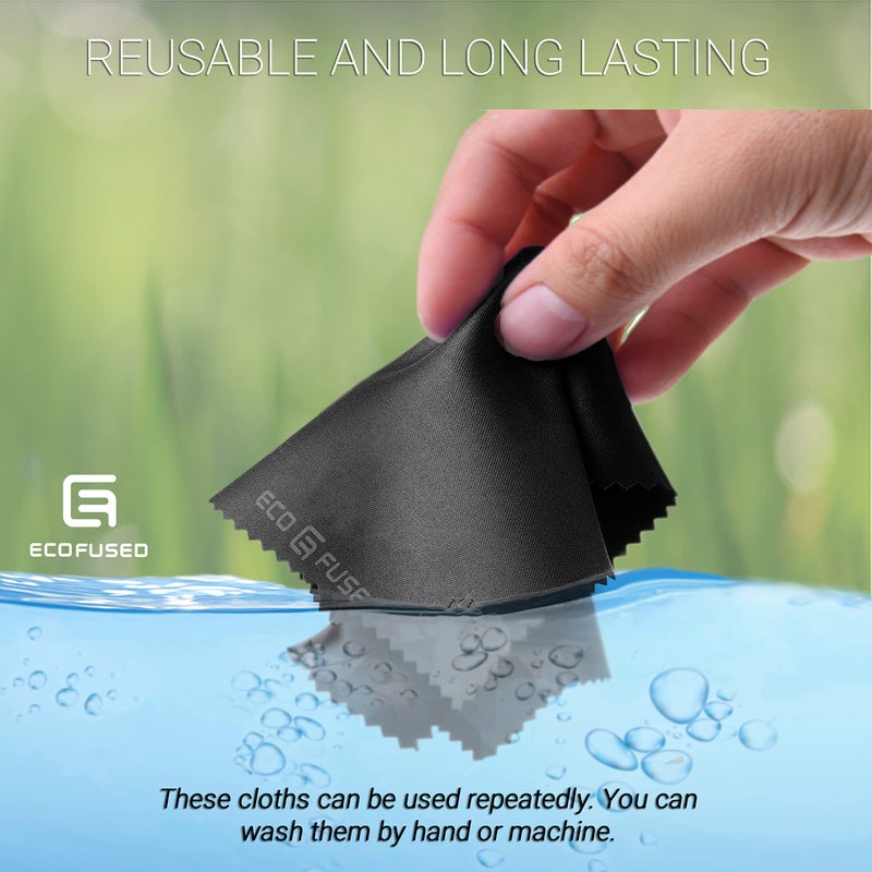 ECO-FUSED Eco-Fused Microfiber Cleaning Cloth - 6 x 7 Black/Grey Microfiber Cloth with White Cleaning Cloth - 12 Pack Microfiber Cleaning Cloth for Glasses & Camera Lens  - Image 4