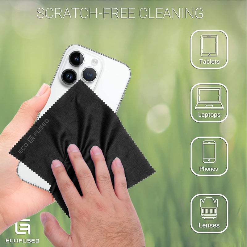 ECO-FUSED Eco-Fused Microfiber Cleaning Cloth - 6 x 7 Black/Grey Microfiber Cloth with White Cleaning Cloth - 12 Pack Microfiber Cleaning Cloth for Glasses & Camera Lens  - Image 3