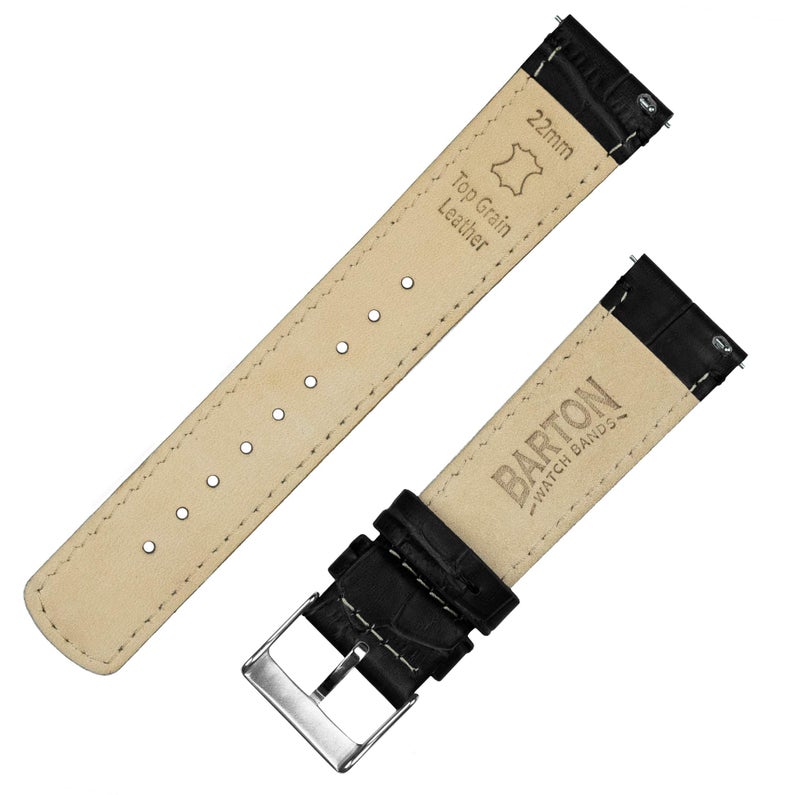 BARTON WATCH BANDS 21mm Black - Alligator Grain - Quick Release Leather Watch Bands - Image 4