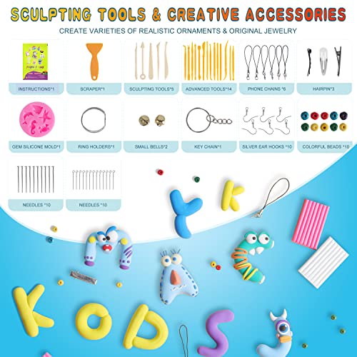 CyAJM Polymer Clay 60 Colors, Modeling Clay for Kids Oven Baked Model Clay Non-Sticky with Sculpting Tools DIY Starter Kits,and Accessories - Image 5