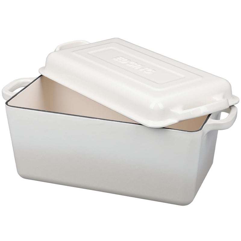 EDGING CASTING Enameled Cast Iron Dutch Oven, Oblong Bread Oven for Sourdough Bread Baking, Baking Pan, Dual Handles, Oven Safe, 4 Quart, White - Image 5