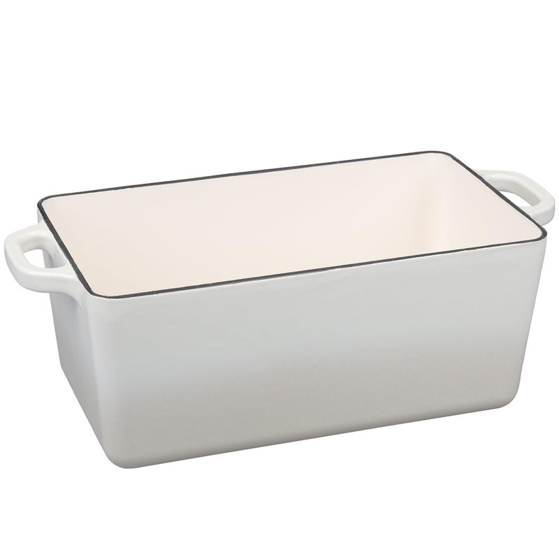 EDGING CASTING Enameled Cast Iron Dutch Oven, Oblong Bread Oven for Sourdough Bread Baking, Baking Pan, Dual Handles, Oven Safe, 4 Quart, White - Image 4