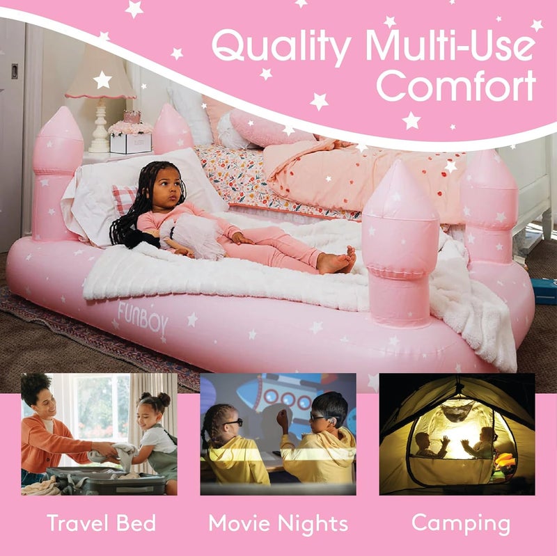FUNBOY FUNBOY Kids Pink Castle Sleepover Travel Bed  Air Mattress Perfect for Sleepovers Includes Carrying Storage Bag Twin  - Image 5