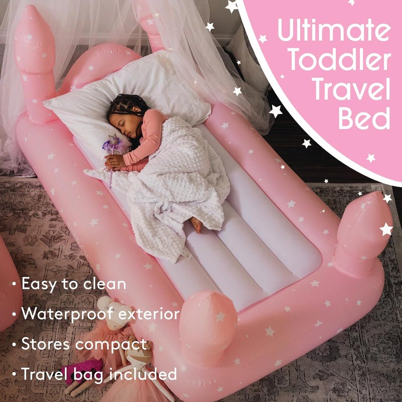 FUNBOY FUNBOY Kids Pink Castle Sleepover Travel Bed  Air Mattress Perfect for Sleepovers Includes Carrying Storage Bag Twin  - Image 4