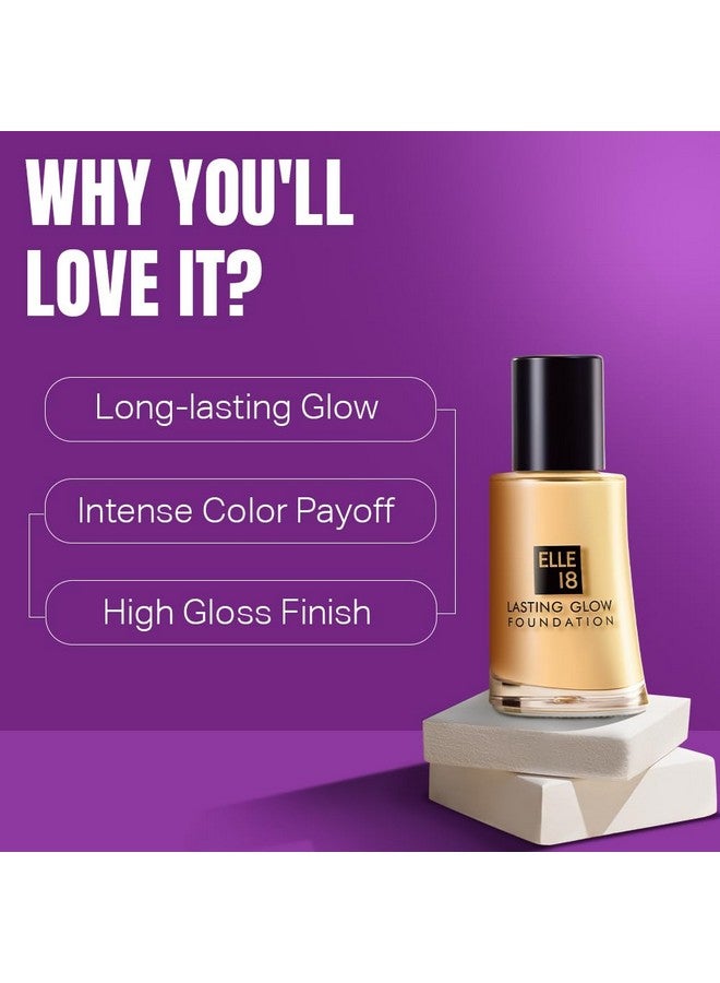 Elle 18 Lasting Glow Liquid Foundation, 03 Shell, 27 Ml Radiant Finish, Light, All - Image 5