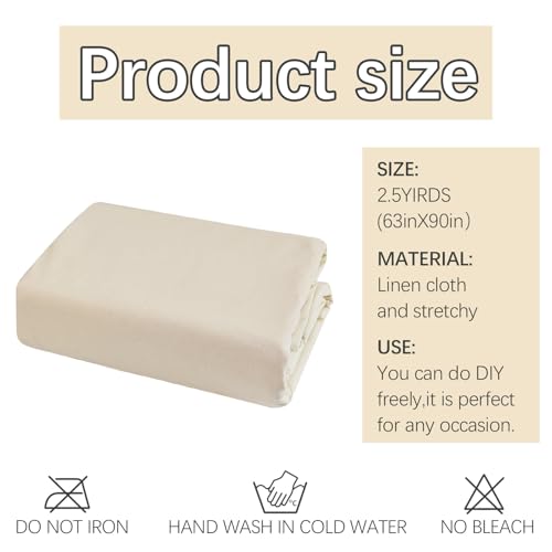 ARKBAODAN 2.5 Yards 100% Cotton Muslin Fabric Natural Unbleached Linen Fabric by The Yard 63 inch x 2.5 Yards Unbleached Muslin Linen Fabric Material for Sewing Material Apparel Cloth - Image 2