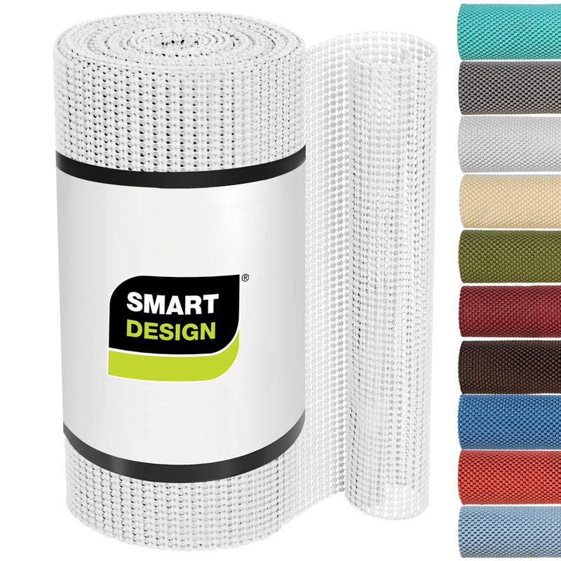 Smart Design Classic Grip Shelf Liner Non Adhesive Home Organization Shelf Liners  Strong Grip Non Slip Easy Clean  Perfect for Desk Shelves Kitchen Bathroom Cabinet Protection  White