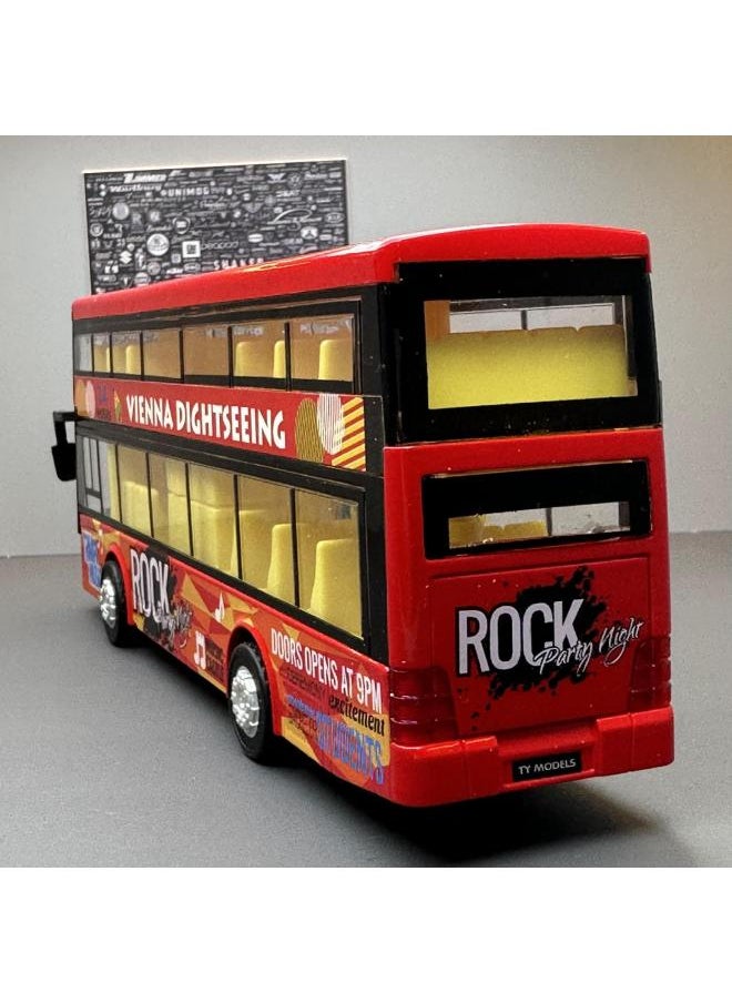 Generic - Tianying Alloy 1:36 Double-layer Bus Model Pull Back With Sound And Light Men's Toy Car Music Model Decoration Collection-Color:6016B Red Window Box - Image 1
