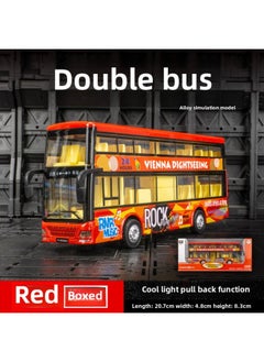 Tianying Alloy 1:36 Double-layer Bus Model Pull Back With Sound And Light Men's Toy Car Music Model Decoration Collection-Color:6016B Red Window Box