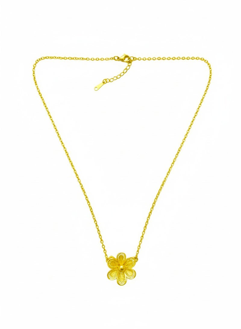 Julia Store 21K Gold Plated Stainless Steel Trendy Dainty Luxury Non-Tarnish Minimalist Luxury Aesthetic Exquisite Cute Large Flower Vintage Choker Necklace Jewelry Gift - Image 1