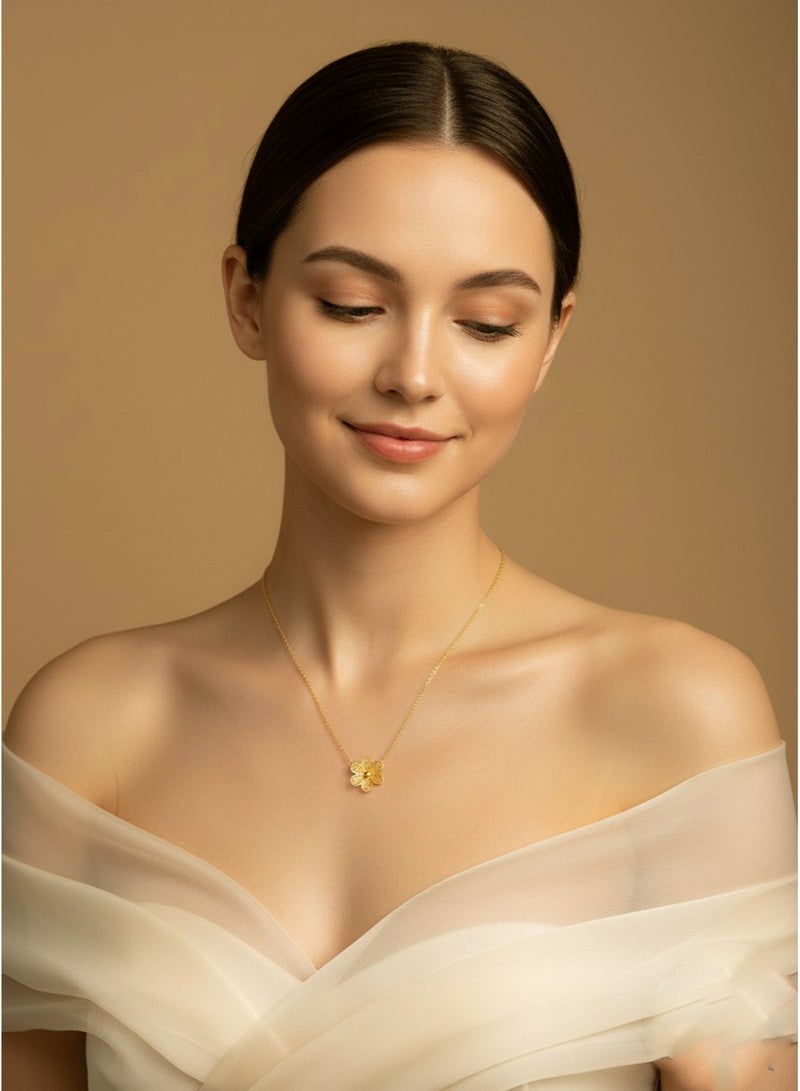 Julia Store 21K Gold Plated Stainless Steel Trendy Dainty Luxury Non-Tarnish Minimalist Luxury Aesthetic Exquisite Cute Large Flower Vintage Choker Necklace Jewelry Gift - Image 3