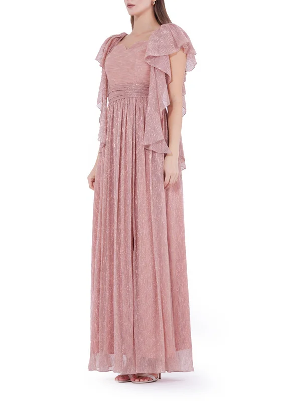Amri Layered Flutter Sleeves Draped Gown