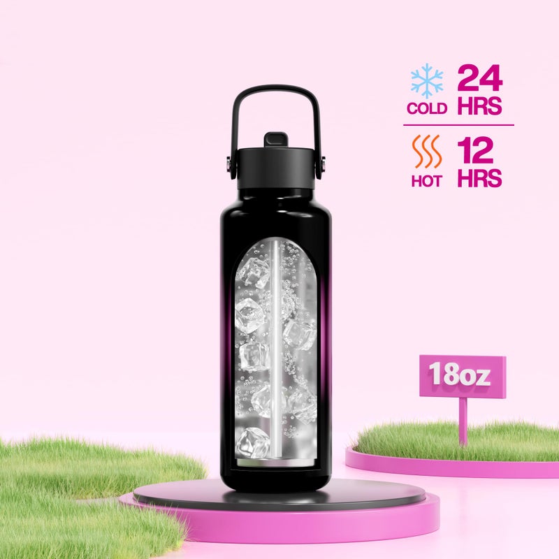 POWCAN 18 oz Insulated Water Bottle with Straw: Cold for 24H, Lightweight, Flex Cap, Stainless Steel Kids Water Bottle for Sport, Outdoors, Adventure, Biking, Hiking, Trekking, Travel (Neon Night) - Image 2