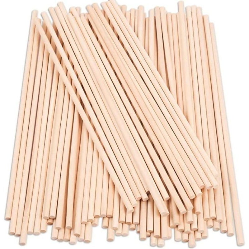 ROYALS Thick 8 Inch Wooden Round Craft Stick Unfinished Natural Hardwood Sticks, Round Craft Sticks,Wood Sticks for Crafting,Wooden Craft Sticks,Art Sticks for Crafts (100) - Image 1
