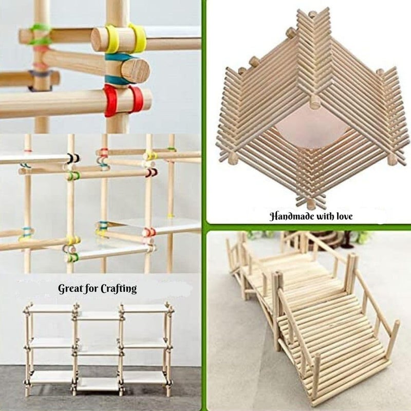 ROYALS Thick 8 Inch Wooden Round Craft Stick Unfinished Natural Hardwood Sticks, Round Craft Sticks,Wood Sticks for Crafting,Wooden Craft Sticks,Art Sticks for Crafts (100) - Image 4