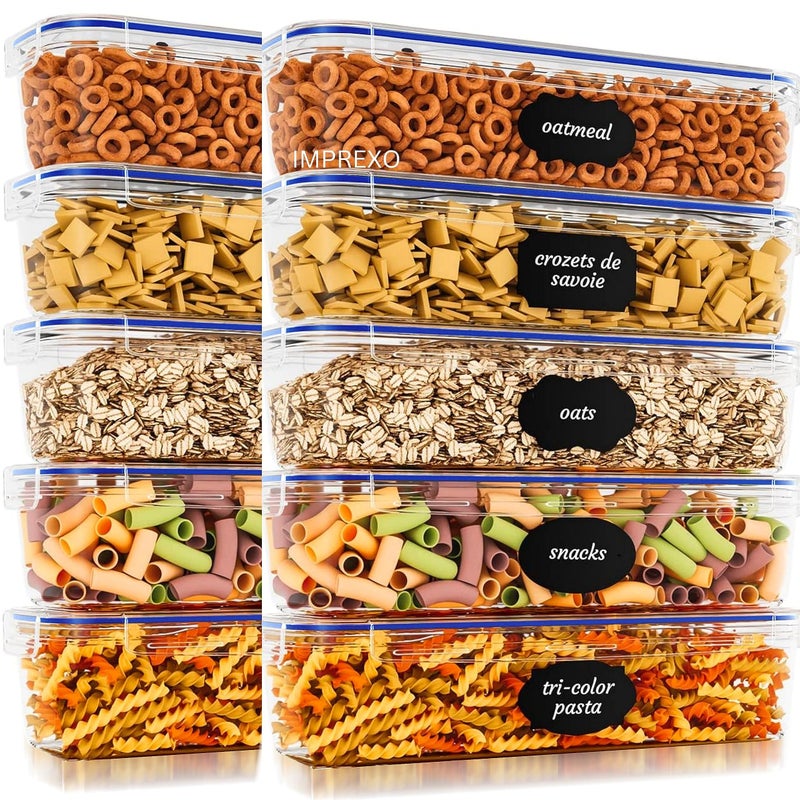 IMPREXO airtight plastic containers for kitchen storage containers for kitchen airtight kitchen containers set Set Of 10, Transparent - Image 5
