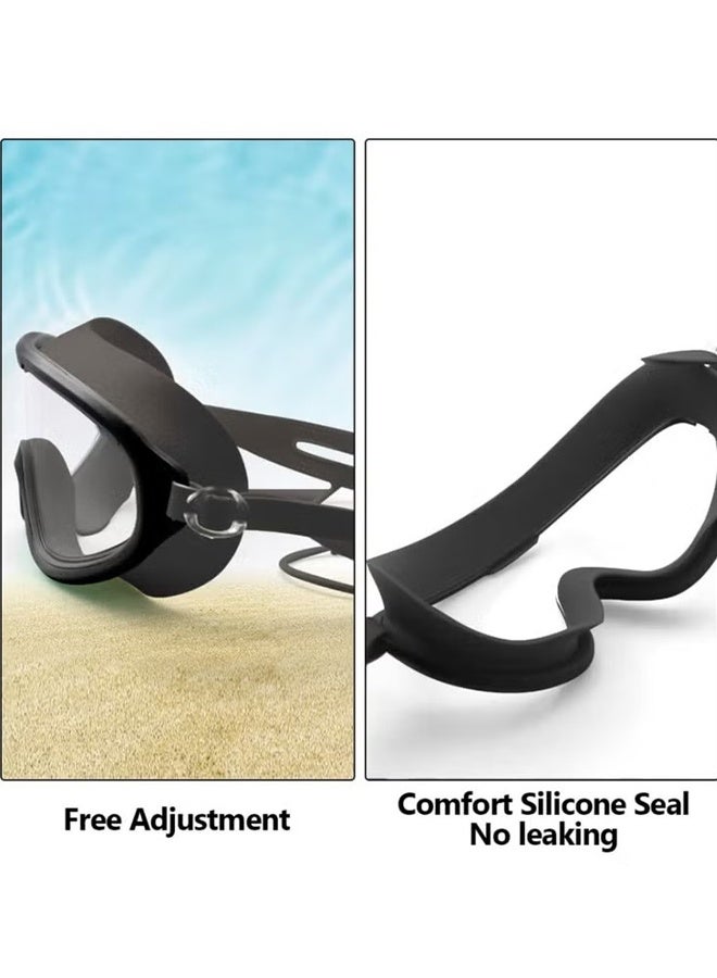 واي جيه نظارات السباحة لا تسرب نظارات مضادة للضباب نظارات السباحة للرجال البالغين النساء الشباب، حماية الأشعة فوق البنفسجية 180 درجة وضوح الرؤية السوداء - Image 4