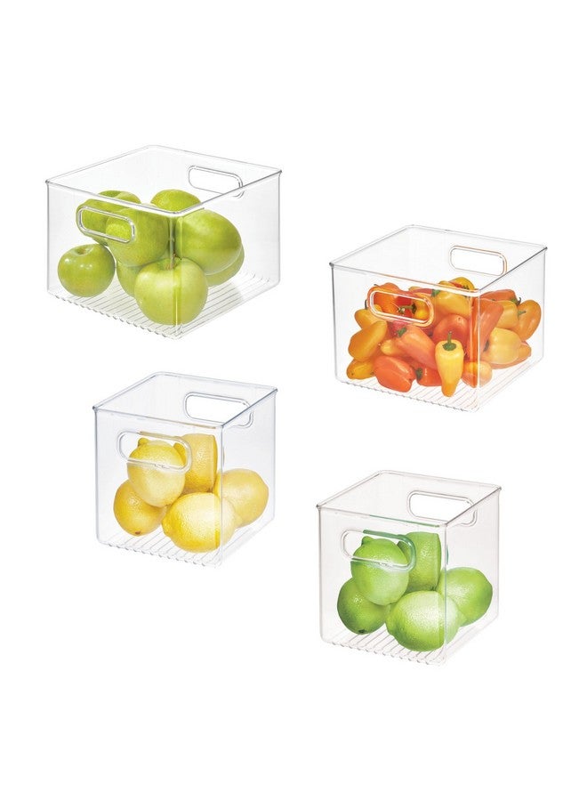 InterDesign iDesign 50% Recycled Plastic Refrigerator Set, Made in The USA - Versatile Design Ideal for Freezer, Fridge, Pantry, and Cabinet Organization, Two 6” x 6” x 6” & Two 6” x 6” x 8” Bins, Clear - Image 1