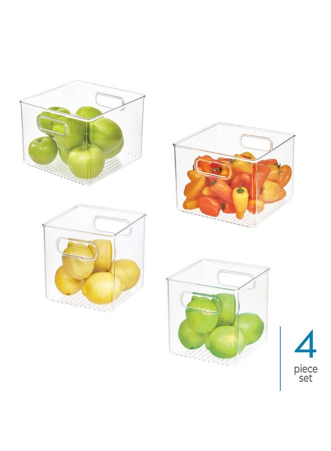InterDesign iDesign 50% Recycled Plastic Refrigerator Set, Made in The USA - Versatile Design Ideal for Freezer, Fridge, Pantry, and Cabinet Organization, Two 6” x 6” x 6” & Two 6” x 6” x 8” Bins, Clear - Image 2