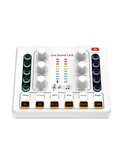M8 Podcast Live Sound Card, Multiple Sound Effects Voice Changing Mini Sound Mixer Board for Live Streaming Home KTV Singing