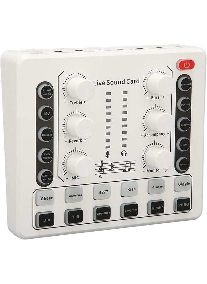 Generic - M8 Podcast Live Sound Card, Multiple Sound Effects Voice Changing Mini Sound Mixer Board for Live Streaming Home KTV Singing - Image 1