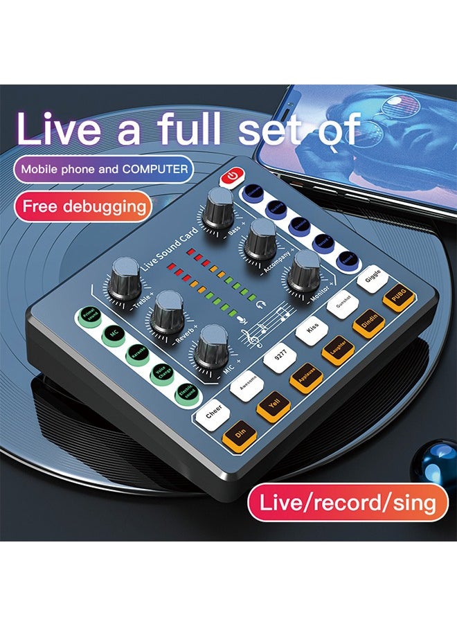 Generic - M8 Podcast Live Sound Card, Multiple Sound Effects Voice Changing Mini Sound Mixer Board for Live Streaming Home KTV Singing - Image 1