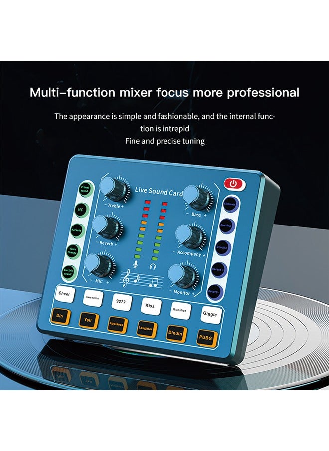 Generic - M8 Podcast Live Sound Card, Multiple Sound Effects Voice Changing Mini Sound Mixer Board for Live Streaming Home KTV Singing - Image 1